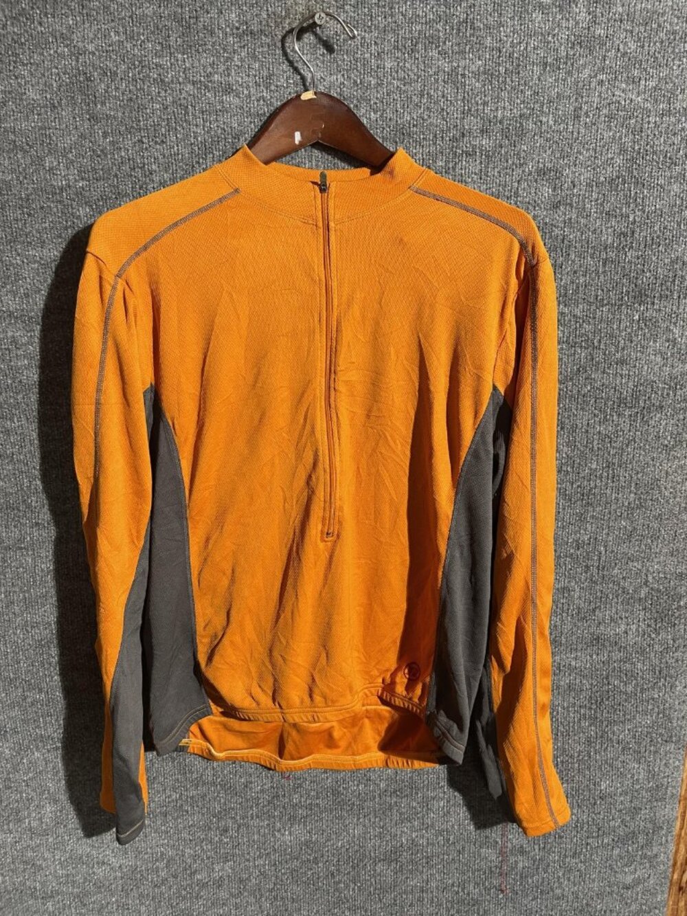 Novara Cycling Jersey Mens XL Orange Gray 1/4 Zip Long Sleeve Pockets Bike
